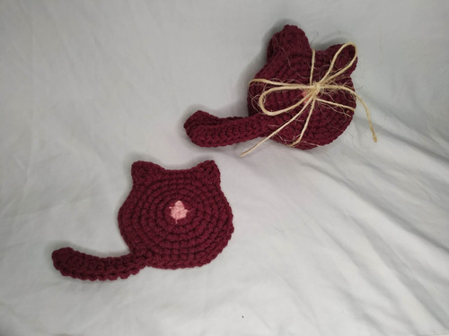 Portavasos Gato Crochet