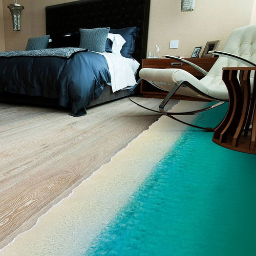 Pegatinas De Piso 3d De Sea Beach, Pegatina De Vinilo Para P