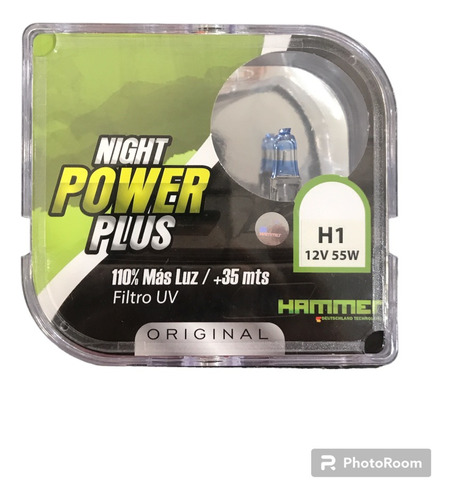 Bombillo H1 Night Power Plus Hammer 110% Mas Luz