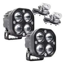 Comprar Juego Faros Led 4 Lupas Luz Blanca\u002Fambar Cuadrado + Soportes
