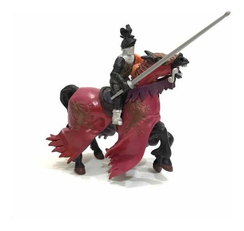 Caballero Medieval Plata Con Caballo Marca Papo (Usado)