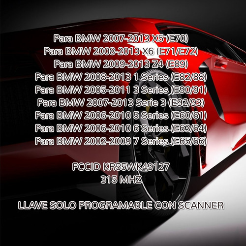Llave Control De Insercion Para Bmw Cas3 Serie 5 3 7 X5 X6