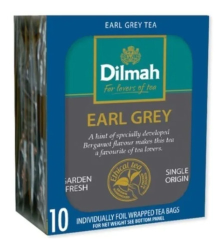 Te Earl Grey Gourmet Premium Sri Lanka Dilmah 10 Saquitos