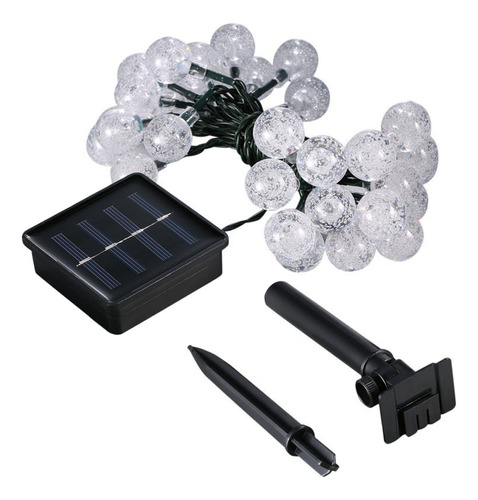 Lámpara Cadena Solar Burbuja Led Bola Cristal Jardín Exterio