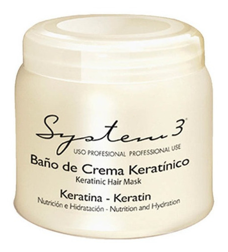 Baño De Crema Keratinico System-3 Mascara Capilar 250g
