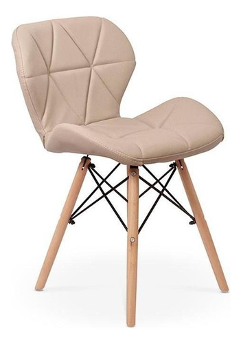 Kit Mesa Jantar Eiffel 80cm Preta + 04 Cadeiras Slim Cor Nude