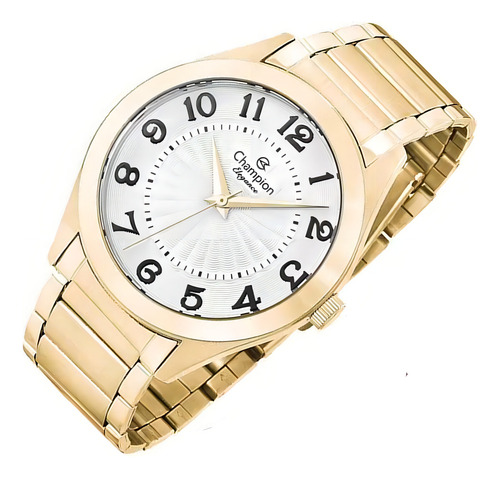 Kit Relógio Feminino Champion + Colar E Brincos Cn25029w Correia Dourado