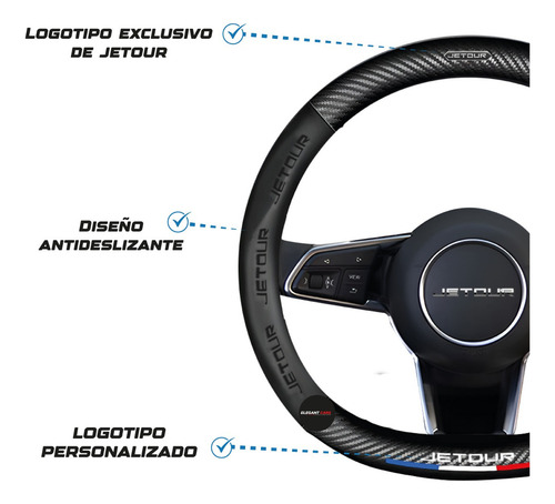 Funda De Volante Tipo D Jetour Premium Con Fibra 36-37 Cm