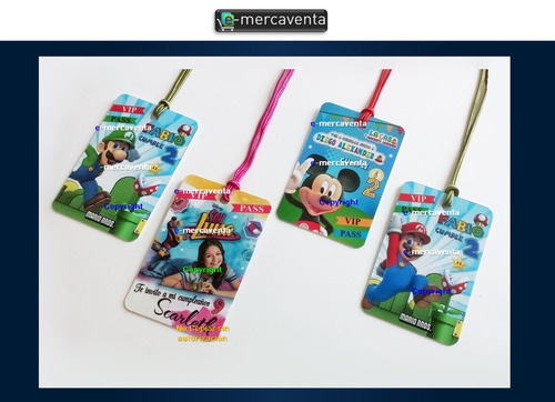 Vip Pass Pvc Fiesta Infantil - Invitaciones Tipo Credencial
