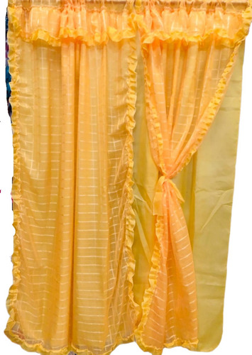 Cortina Calada Panel Doble hoja 2m x 2,50m Color amarillo Diseño cuadriculado Pack x2