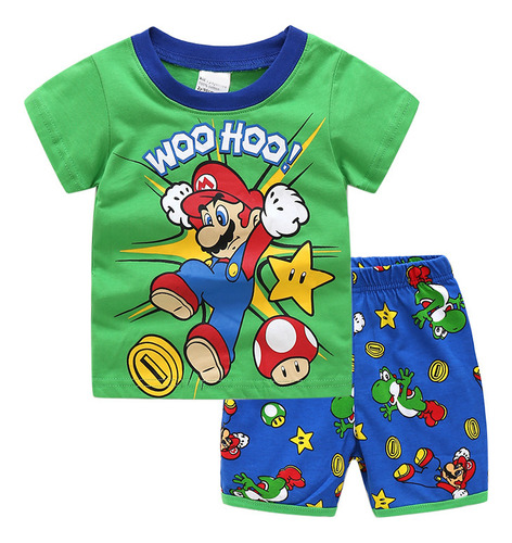 Super Mario Conjunto De Ropa Casa De Manga Corta Niño Pijama