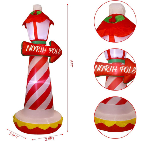 Inflable De Navidad Faro Del Polo Norte Rojo Para Patio
