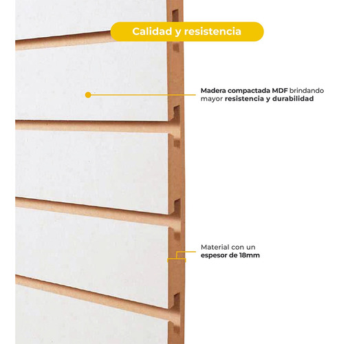Panel Ranurado 130 X 60 Cm Mox Blanco + Tarugos Y Tornillos