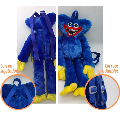 Imagen 4 de 6 de Poppy Playtime Peluche Huggy Wuggy Con Mochila