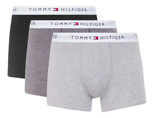 Cueca Tommy Hilfiger Trunk Preta Cinza Grafite Pack 3un