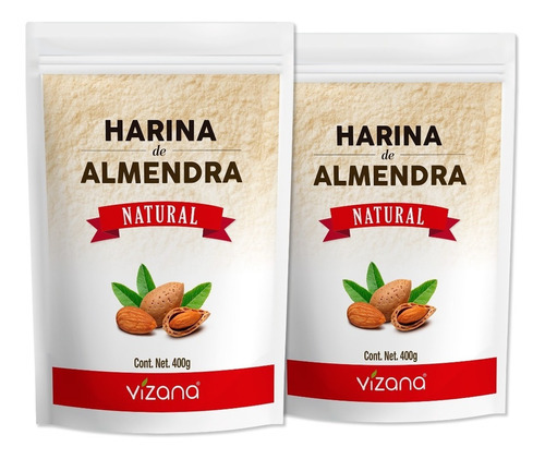 Harina De Almendra Natural 800g(2bolsas500g)vizana Nutrition