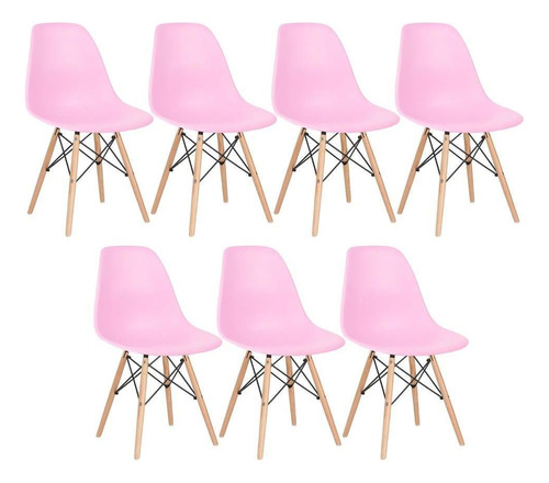 7 Cadeiras Eames Wood Dsw Eiffel Cores Cor da estrutura da cadeira Rosa-claro