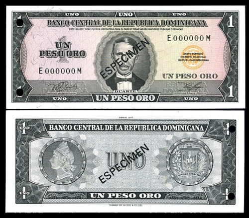 Bn8224 Rep. Dominicana 1977 Um Peso Ouro Specimen Rara