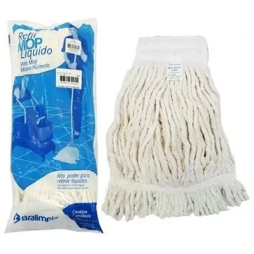 Refil Mop Algodão Úmido 320 Gramas Cru Ponta Loop Bralimpia