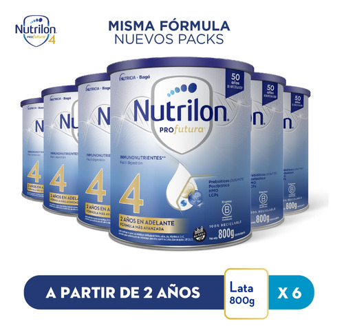 Pack Nutrilon Profutura 4 a partir de los 2 años - Lata 800g (6 unidades)