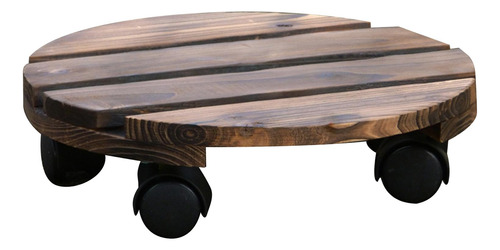 Maceta De Madera 25cm Redondo Jardín Maceta Carrito 360