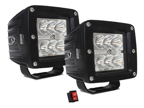 Dos Faros De 6 Led Osun® Alta Intensidad Con 18w 100% Metal + Bases Universales Luz Auxiliar Jeep, Offroad, Motos, Grúas