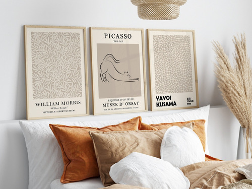 Cuadros  Decorativos Picasso, Yayoi, Morris Beige Setx3