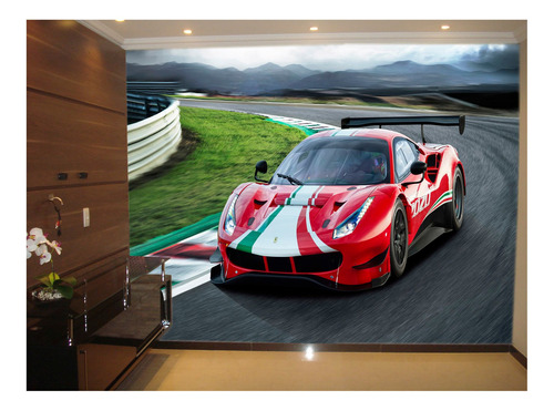 Papel De Parede 3d Carro Ferrari Vermelha Coupe M² Car112