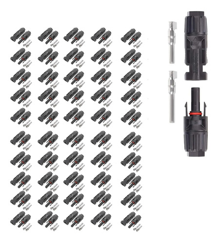 Pack 50 Pares Mc4 Conector 1000v Ip67 Panel Solar 14-10 Awg