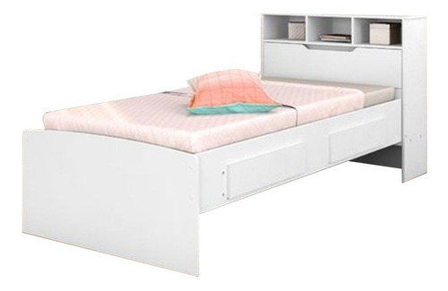 Cama Solteiro Ravena Com Baú, 2 Gavetas - Branco