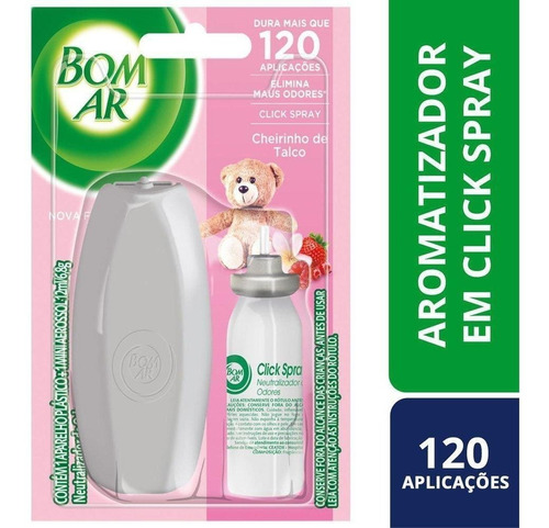 Bom Ar Aromatizador Click Spray Ch Talco 12ml Aparelho+refil