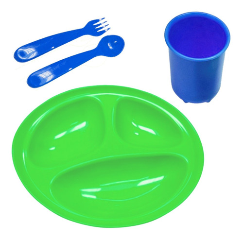 Kit Vajilla Plato Picada Vaso Cubiertos Infantil Plastico