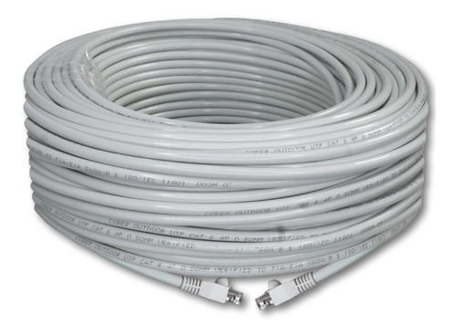 Cable Utp Cat 6 Exterior Blanco Con Plugs 20 Metros 