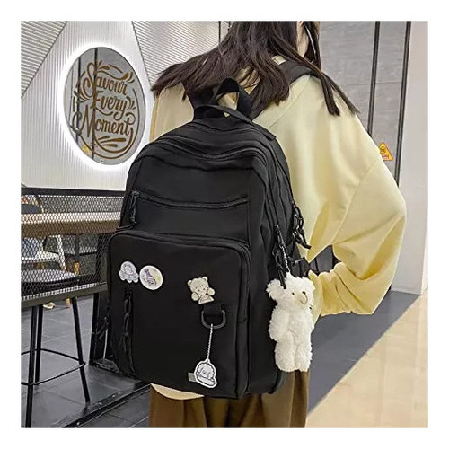 . Mochila Multifuncional De Estilo Coreano Con Doble Cremallera P Color Azul