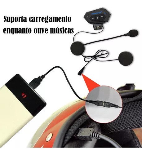 Audiofones Bluetooth Para Música, Capacete De Motociclista