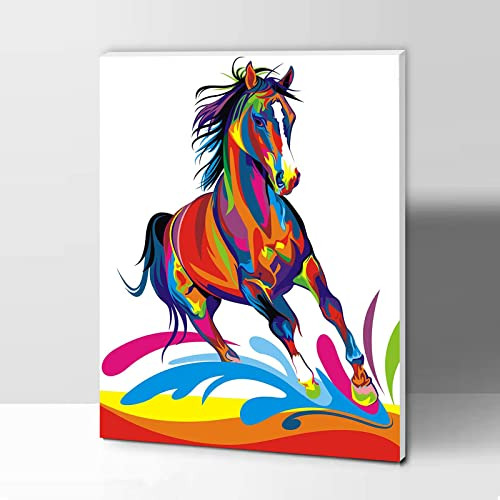 Pintura Por Números: Kit Cuadro 12x16  Caballo Colorido.