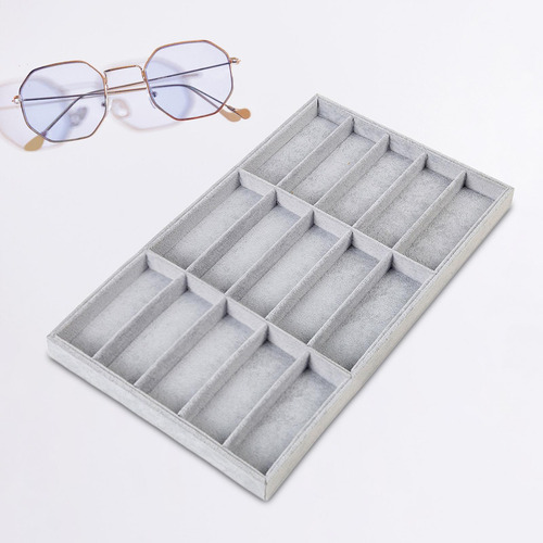Elegante Soporte Para Gafas, Franela Gris 15 Rejillas