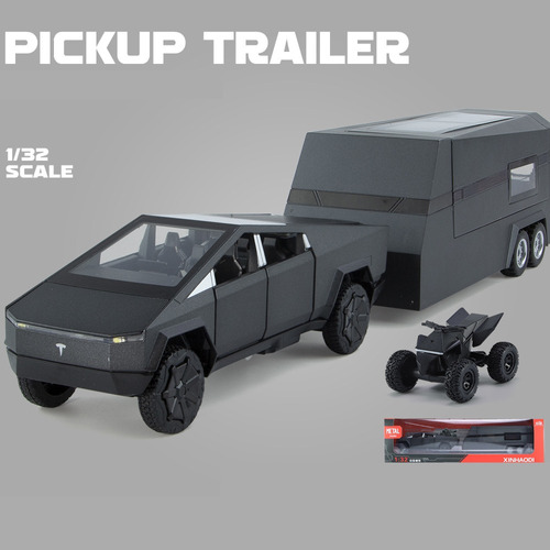 Tesla Cybertruck Remolque Caravana Kit Miniatura Metal Coche