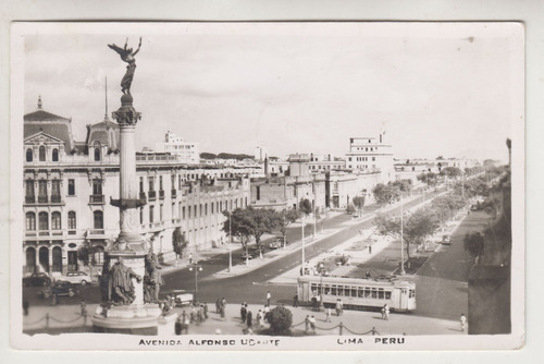 Postal Con Tranvia Vista Avenida Ugarte Lima Peru Vintage