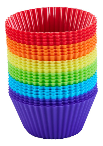 Teibvg Paquete De 24 Tazas De Silicona Para Cupcakes, Moldes