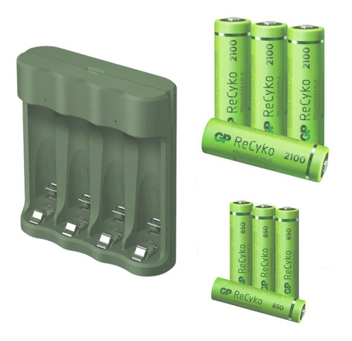 Cargador Pilas Gp Usb Con 4 Pilas Aa 2,100mah + 4 Aaa 850mah