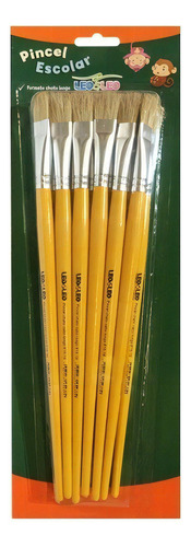 Pincel Escolar Chato 815-18 Leo & Leo Kit C/6 Unidades