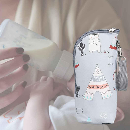 2 Botella De Leche Multifuncional Bolsa Gris De Dibujos