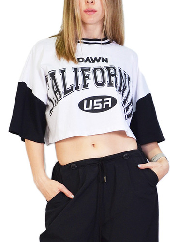 Remera Corta Mujer Crop Oversize Moda Algodon Estilo Urbana