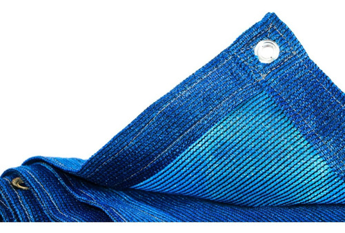 Malla Sombra 2x5 Mts 90% Azul Raschel Ojillos A 50cm 