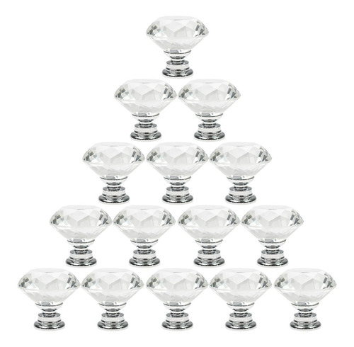 15 Jaladeras Botón De Cristal  Forma De Diamante Handy Home