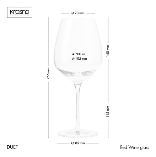 Copa Vino Tinto Krosno Cristal Línea Duet Set 2 Unidades