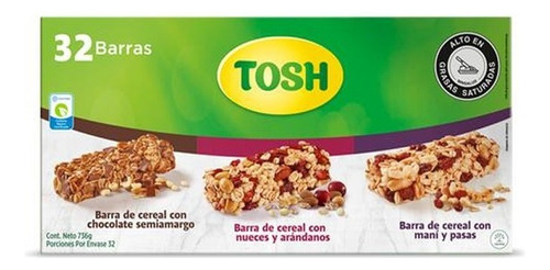 32 Barras De Cereal Tosh Surtidas - Unidad