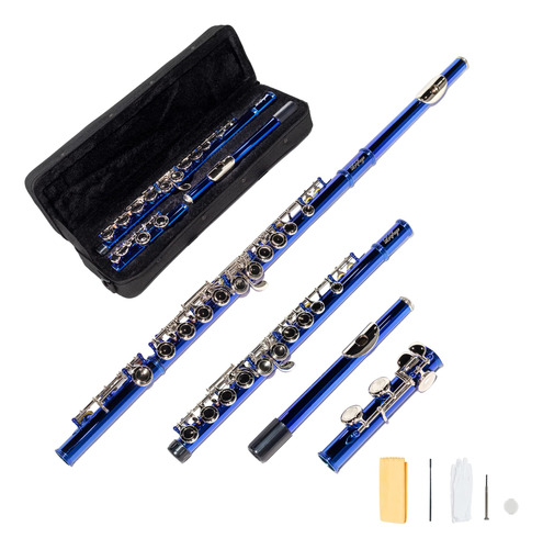 Lesage Flautas De Agujero Cerrado C Flauta Azul De 16 Teclas