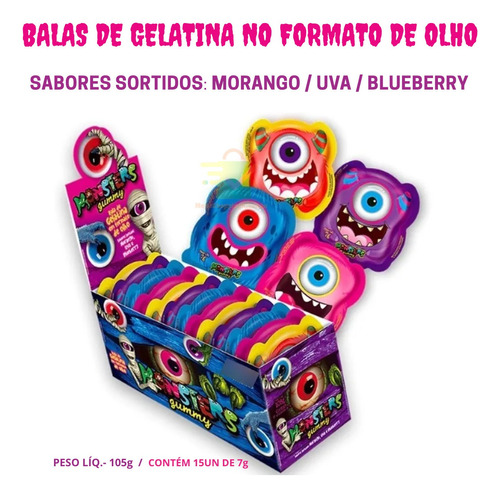 Disploko Monsters Gummy Bala De Gelatina Formato De Olho Nfe